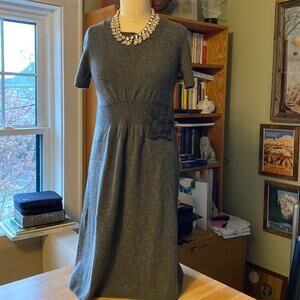 J. Crew Gray Midi Dress with Floral Detail